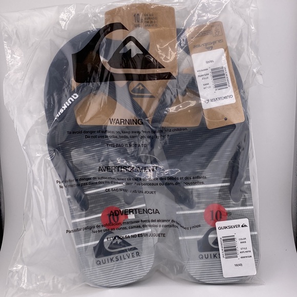 NWT Men’s QUIKSILVER Java Slab Momentum Black Gray Flip Flops Sandal - Picture 3 of 5